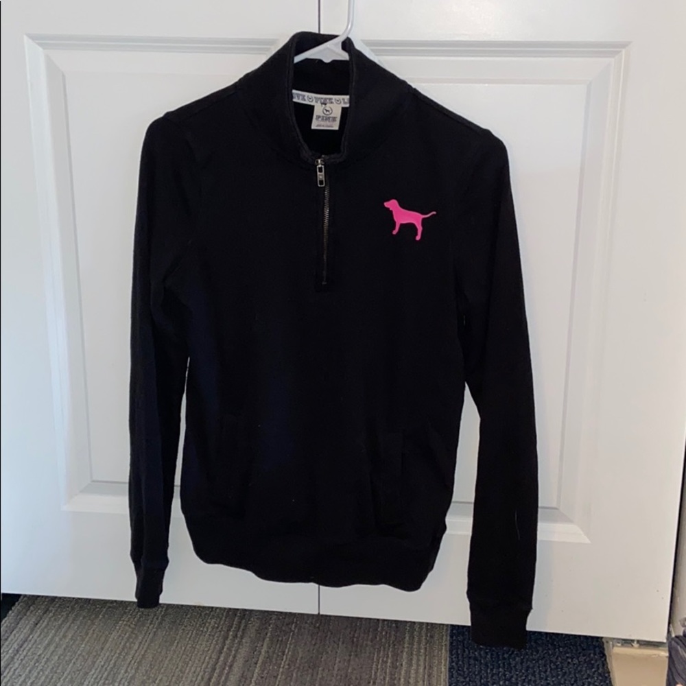 Perfect condition PINK VS black quarter zip crew